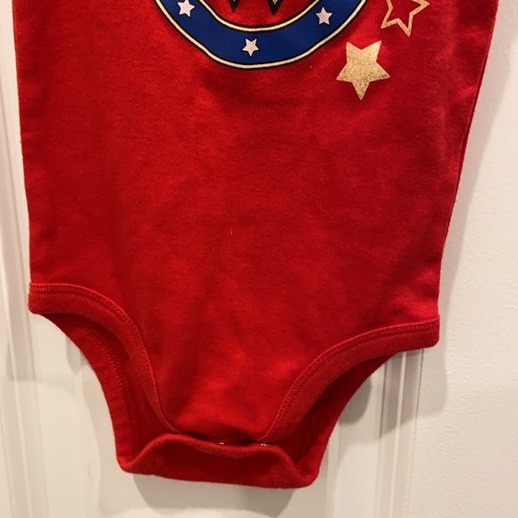 3/$15 Wonder Woman Red Short Sleeved Onesie/Diaper Shirt - Picture 3 of 7